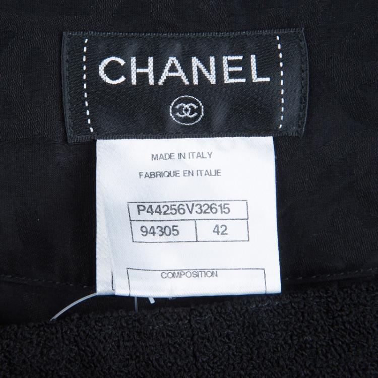 Pre Owned Chanel Black Wool High Waist  Wide Leg Trousers L