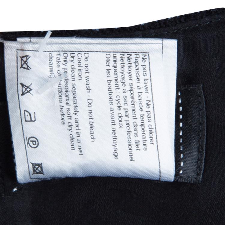 Pre Owned Chanel Black Wool High Waist  Wide Leg Trousers L