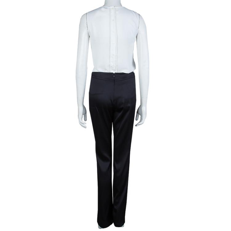 Pre Owned Chanel Black Silk Straight Fit Trousers M