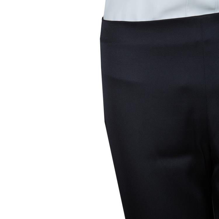 Pre Owned Chanel Black Silk Straight Fit Trousers M