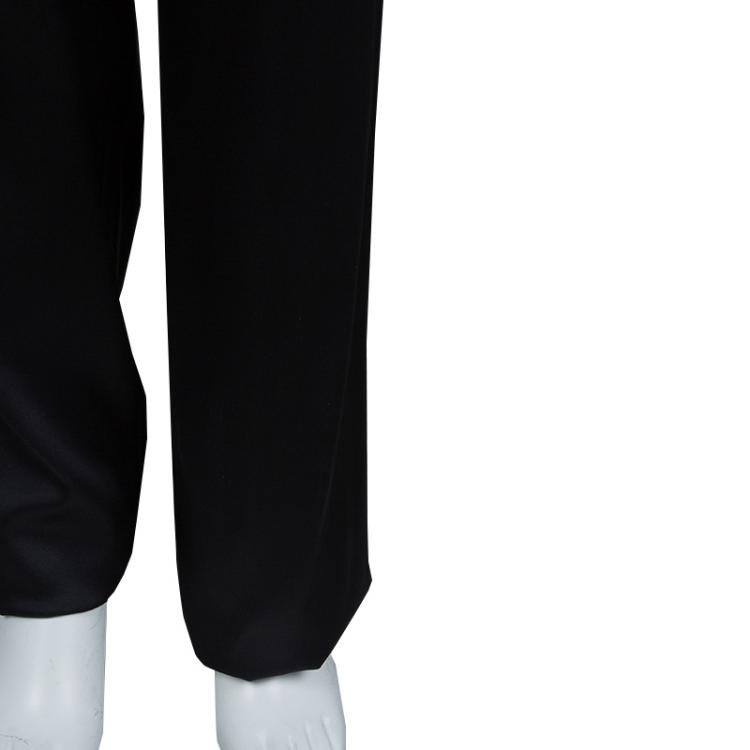 Pre Owned Chanel Black Silk Straight Fit Trousers M