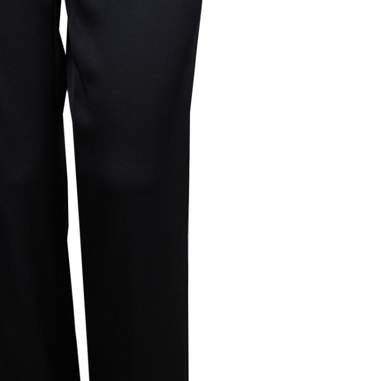 Pre Owned Chanel Black Silk Straight Fit Trousers M