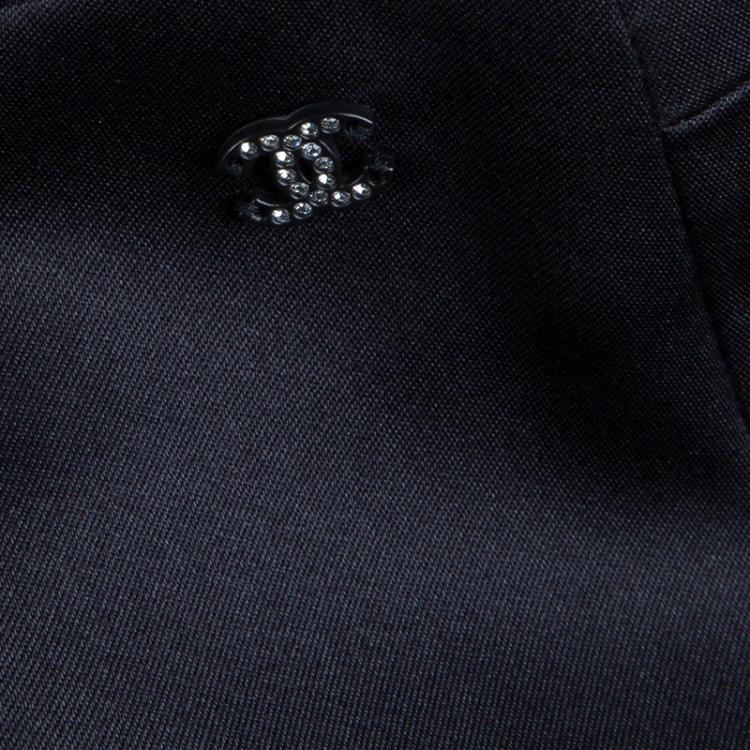 Pre Owned Chanel Black Silk Straight Fit Trousers M