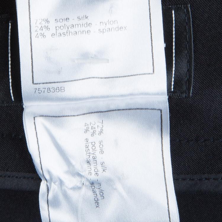 Pre Owned Chanel Black Silk Straight Fit Trousers M
