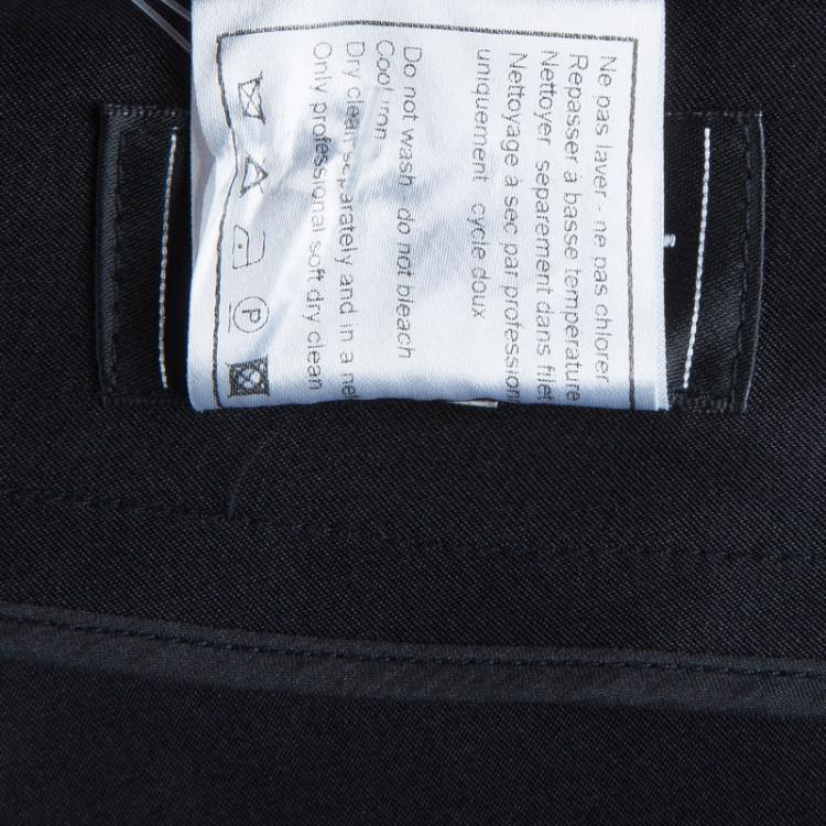 Pre Owned Chanel Black Silk Straight Fit Trousers M