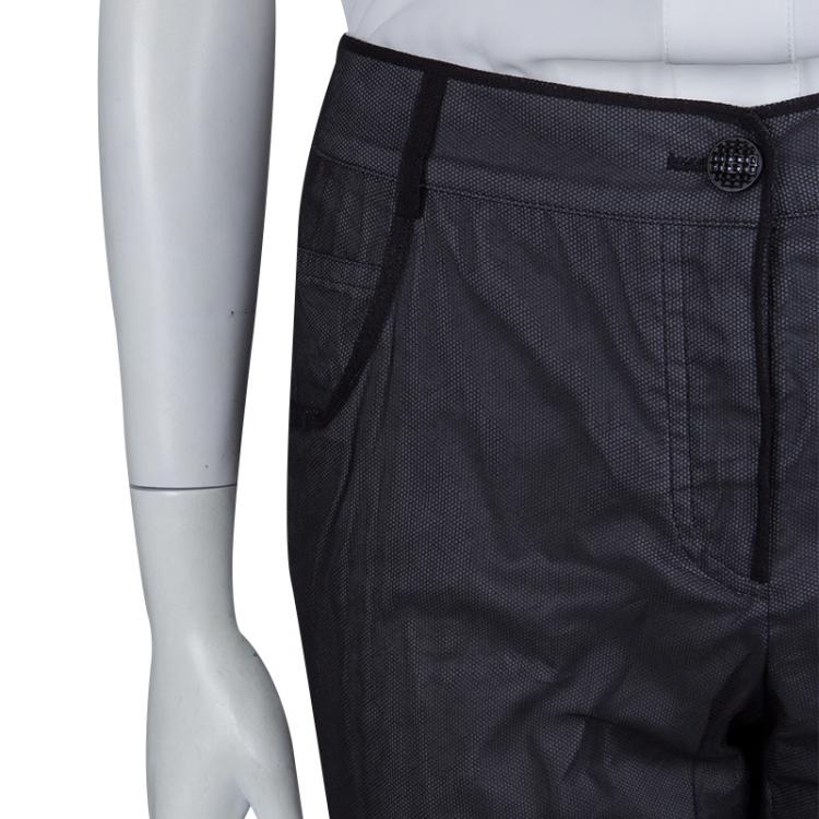 Pre Owned Chanel Black Cotton Mesh Lined Trousers L