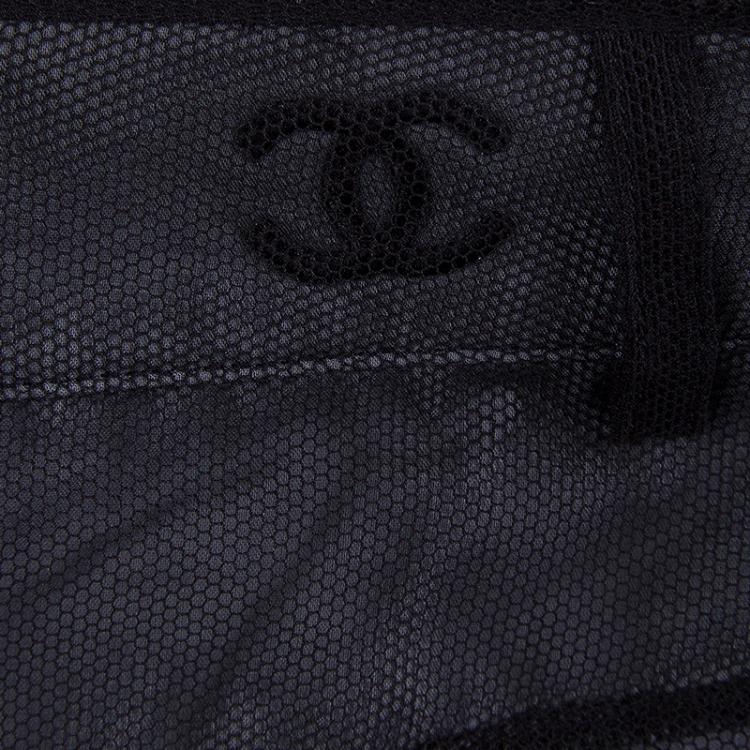 Pre Owned Chanel Black Cotton Mesh Lined Trousers L