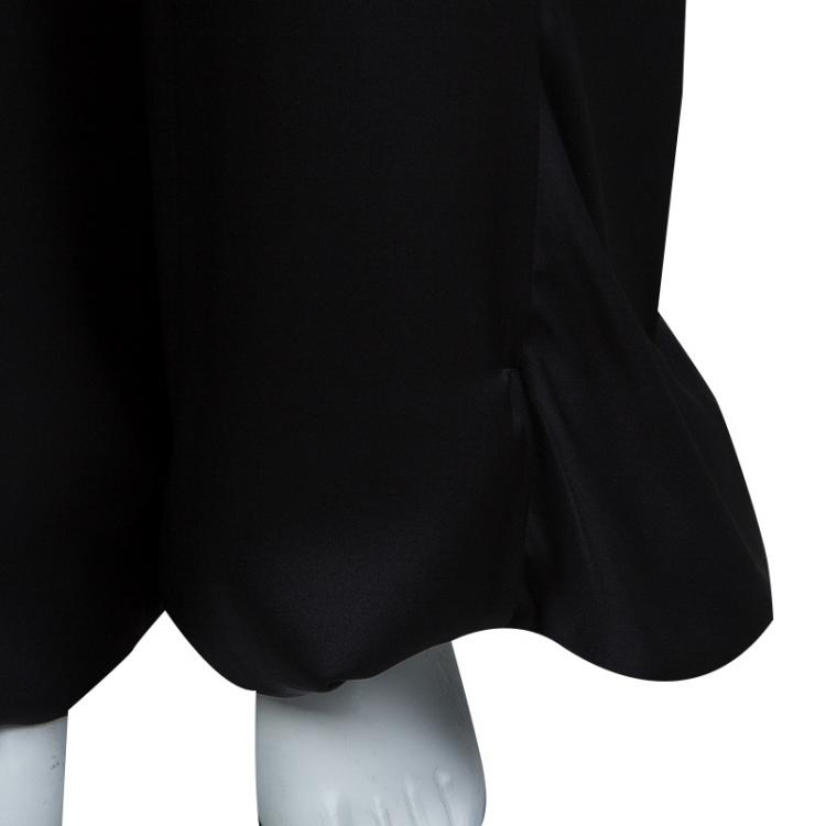 Pre Owned Chanel Black Contrast Piping Detail Flared Silk Trousers M