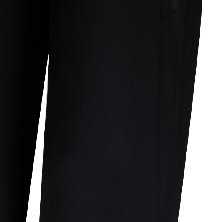 Pre Owned Chanel Black Contrast Piping Detail Flared Silk Trousers M
