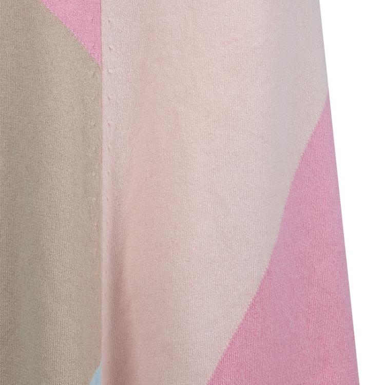 Pre Owned Chanel Multicolor Colorblock Pastel Cashmere Intarsia Midi Skirt M