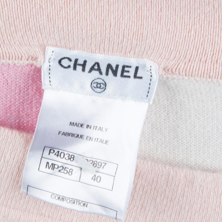 Pre Owned Chanel Multicolor Colorblock Pastel Cashmere Intarsia Midi Skirt M