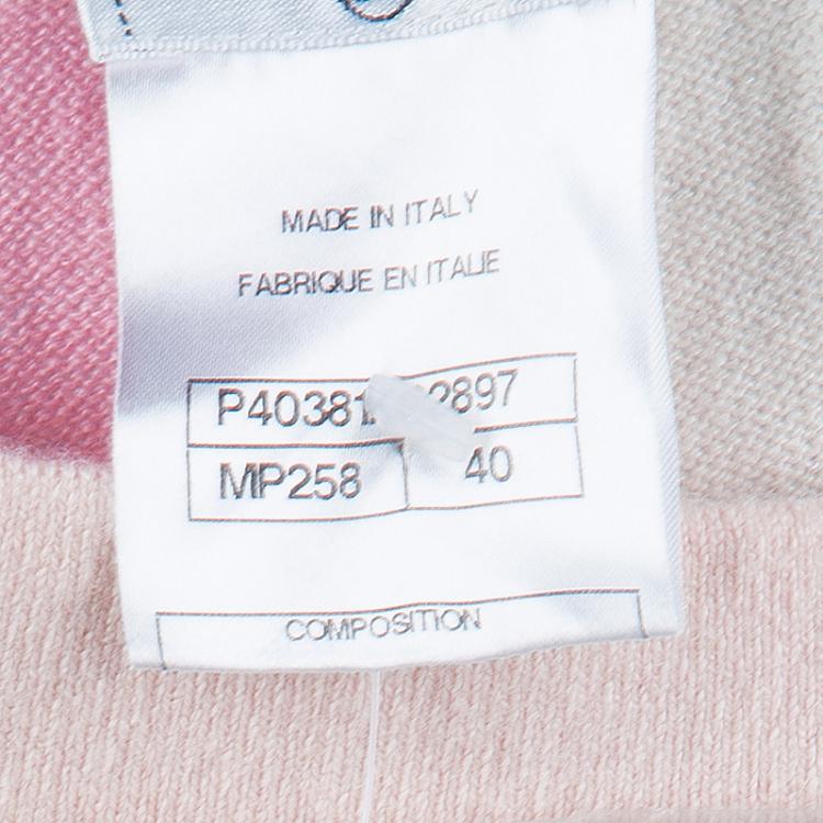 Pre Owned Chanel Multicolor Colorblock Pastel Cashmere Intarsia Midi Skirt M