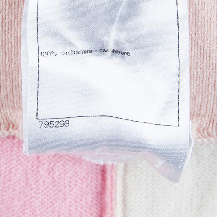 Pre Owned Chanel Multicolor Colorblock Pastel Cashmere Intarsia Midi Skirt M