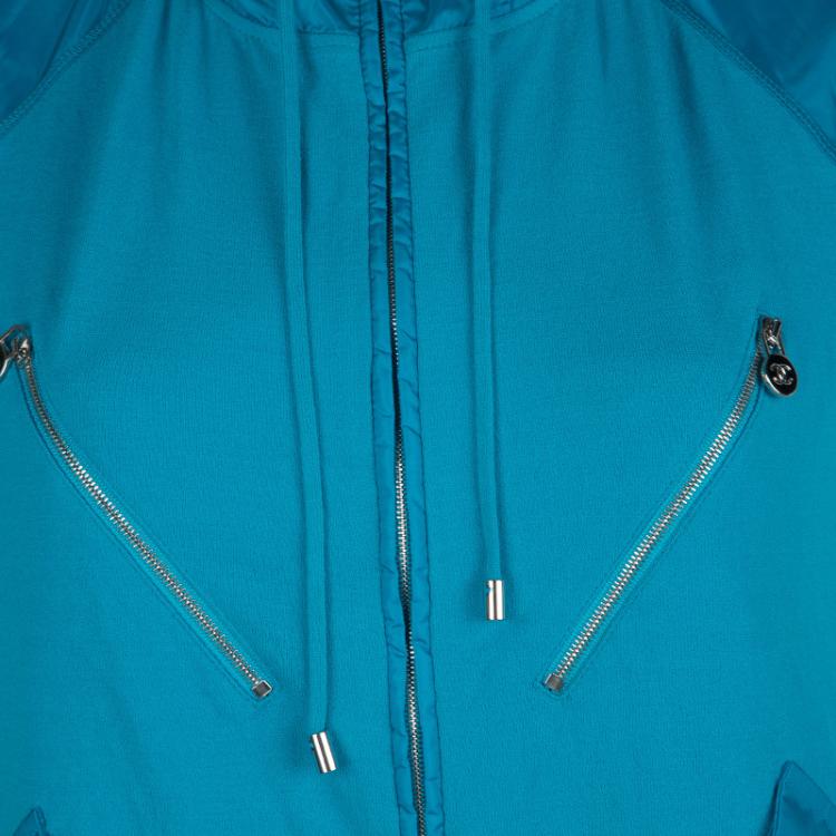 Pre Owned Chanel Turquoise Blue Sleeveless Nylon Jacket M