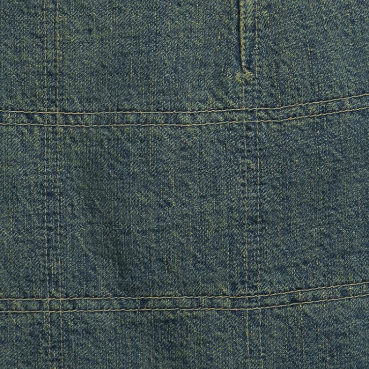 Pre Owned Chanel Vintage Washed Denim Quilted Maxi Skirt M