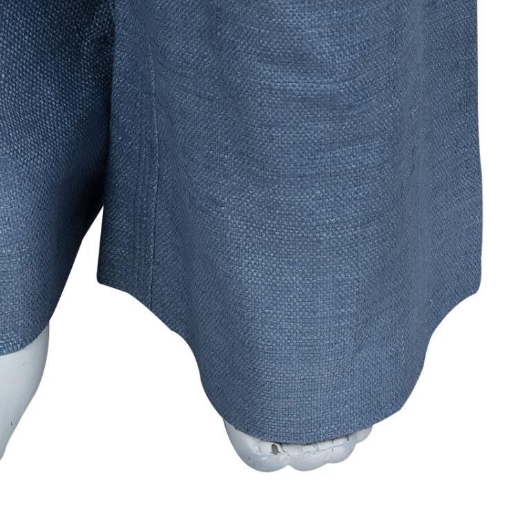 مملوكة مسبقًا Chanel Blue Textured Silk Wide Leg Trousers M