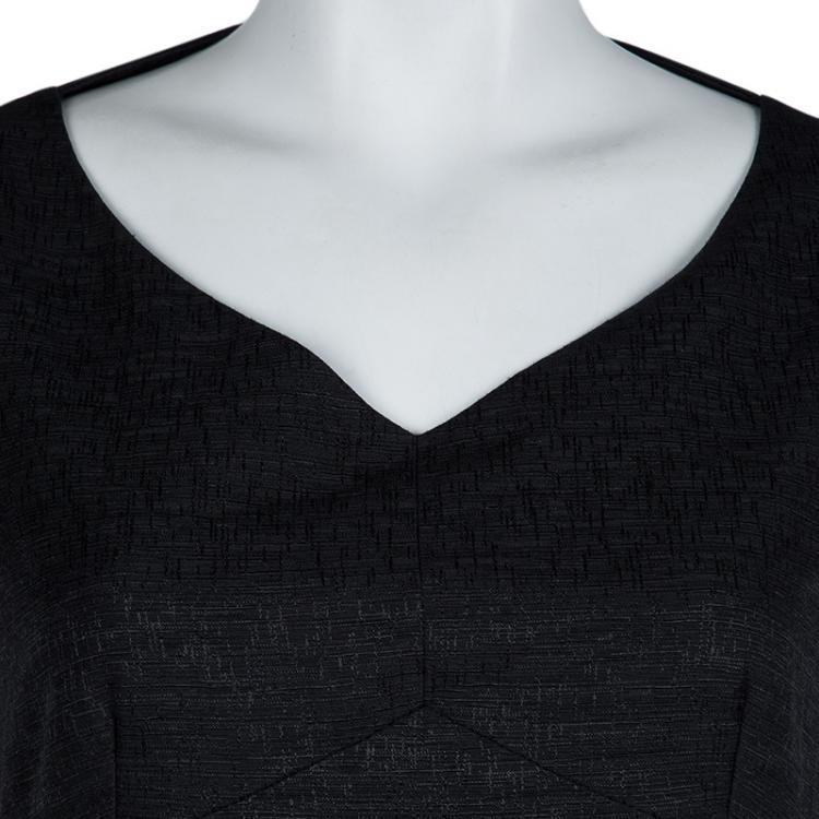 Pre Owned Chanel Black Textured Cotton Cap Sleeve Dress M