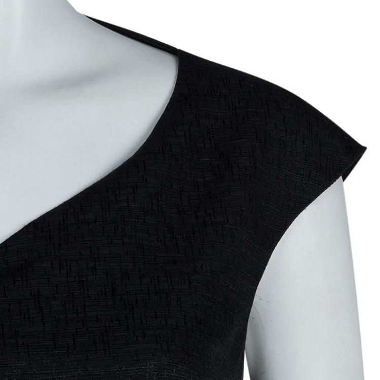 Pre Owned Chanel Black Textured Cotton Cap Sleeve Dress M