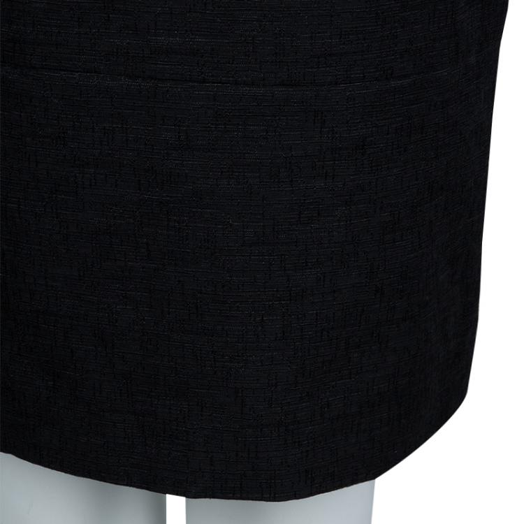 Pre Owned Chanel Black Textured Cotton Cap Sleeve Dress M