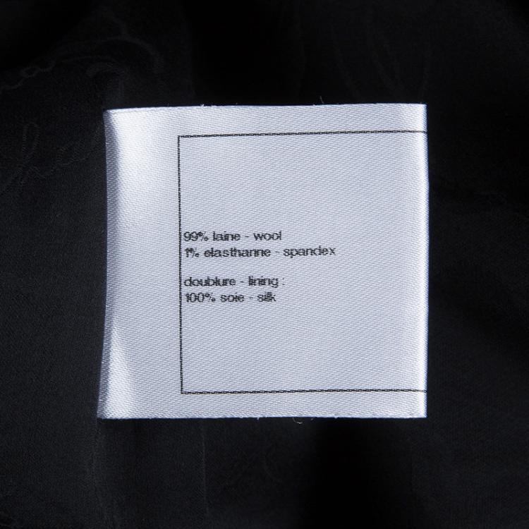 Pre Owned Chanel Monochrome Drawstring Waist Detail Wool Dress L