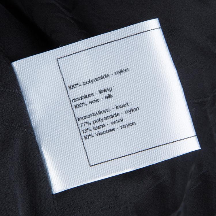 Pre Owned Chanel Black Textured Pearl Button Jacket  L