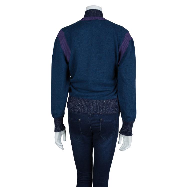 Pre Owned Chanel Multicolor Lurex Knit Sweater L