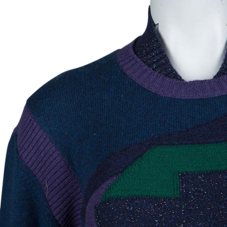 Pre Owned Chanel Multicolor Lurex Knit Sweater L