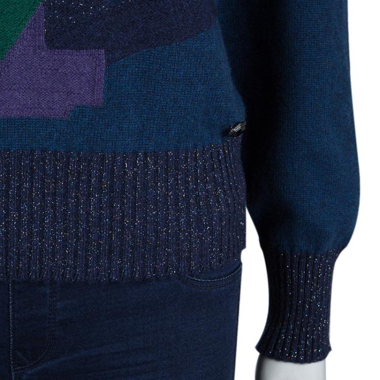 Pre Owned Chanel Multicolor Lurex Knit Sweater L