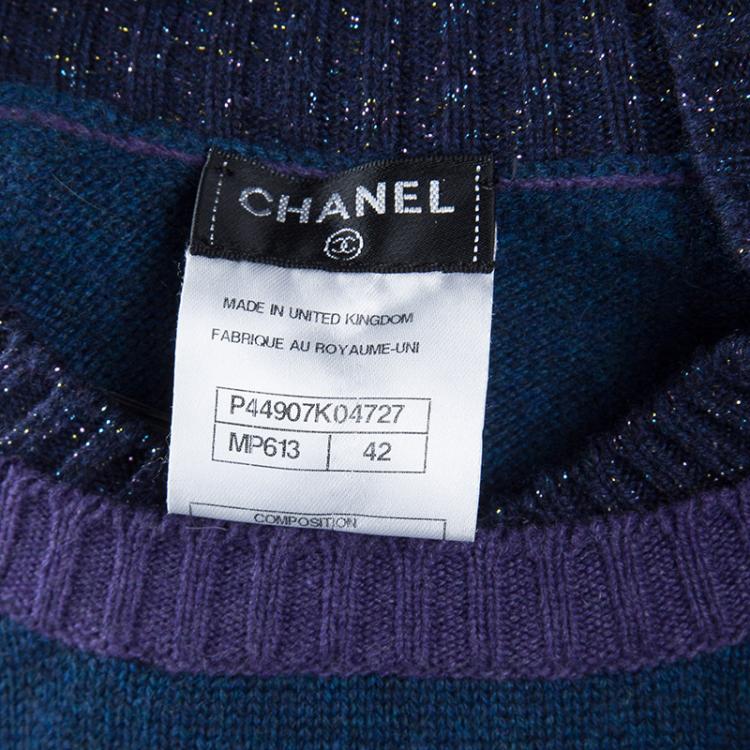 Pre Owned Chanel Multicolor Lurex Knit Sweater L