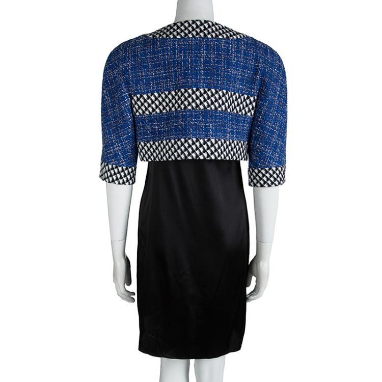 Pre Owned Chanel  Multicolor Tweed Pearl Button Detail Textured Cropped Jacket M