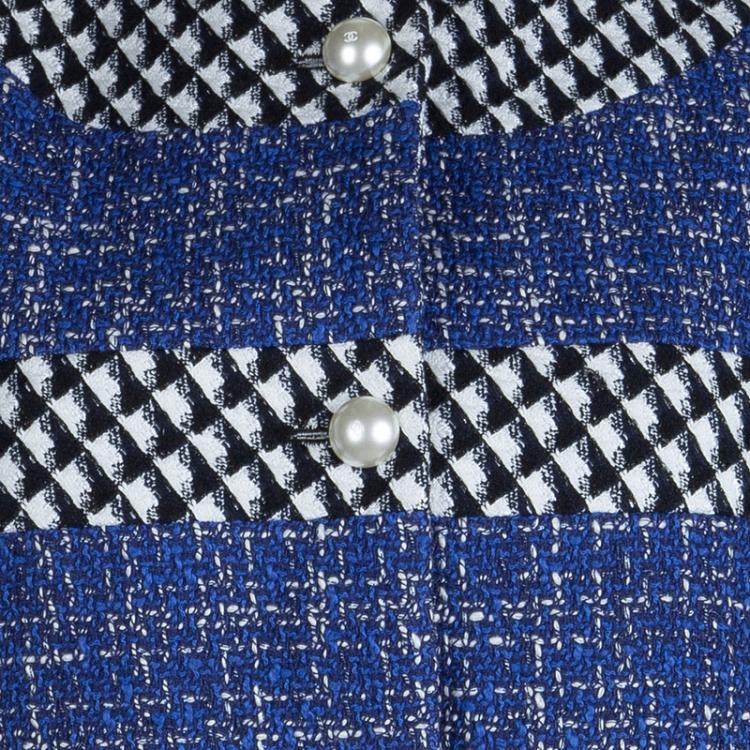 Pre Owned Chanel  Multicolor Tweed Pearl Button Detail Textured Cropped Jacket M