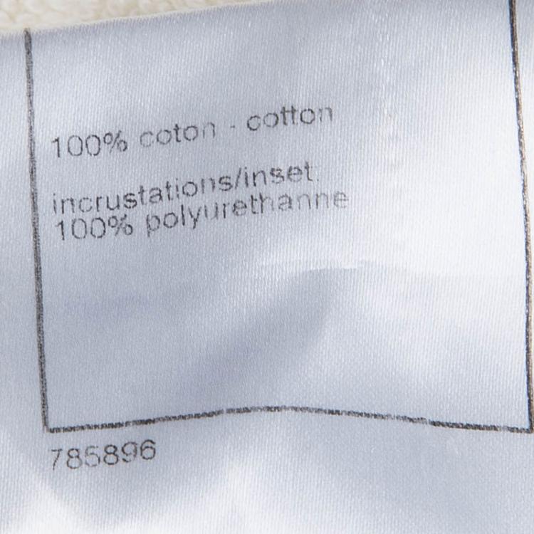 Pre Owned Chanel Beige Terrycloth Vinyl Panel Detail Belted Robe M