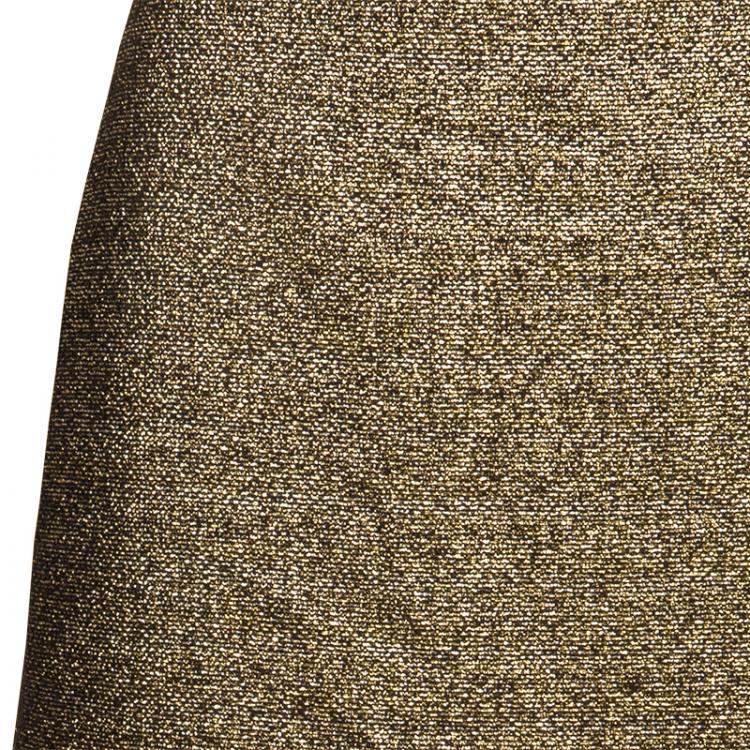 Pre Owned Chanel Gold Metallic Skirt M