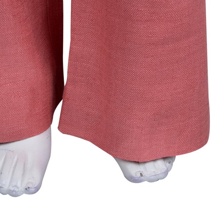Pre Owned Chanel Pink Textured Silk Wide Leg Trousers L