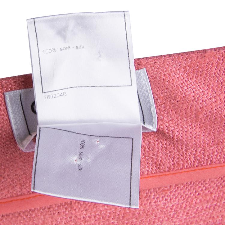 Pre Owned Chanel Pink Textured Silk Wide Leg Trousers L