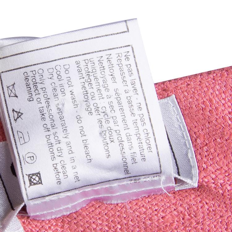 Pre Owned Chanel Pink Textured Silk Wide Leg Trousers L