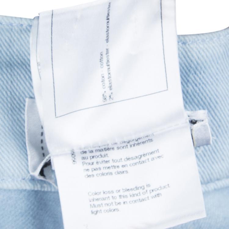 Pre Owned Chanel Indigo Light Wash Denim Embroidered Jeans L