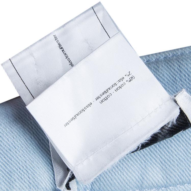 Pre Owned Chanel Indigo Light Wash Denim Embroidered Jeans L