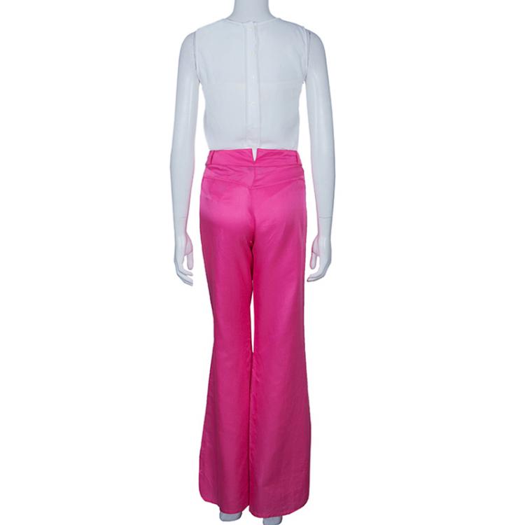 Pre Owned Chanel Pink Silk Trousers M