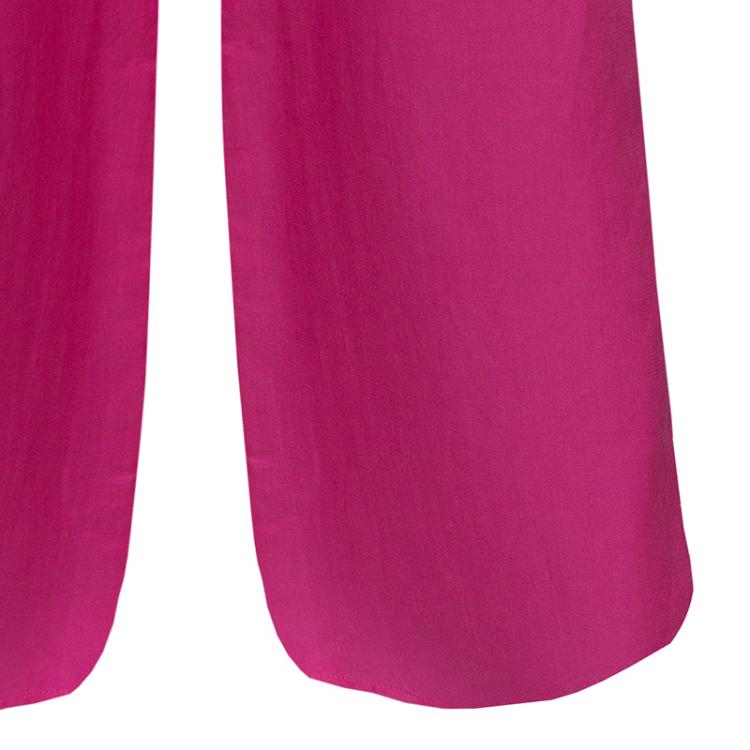 Pre Owned Chanel Pink Silk Trousers M