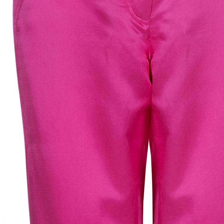 Pre Owned Chanel Pink Silk Trousers M