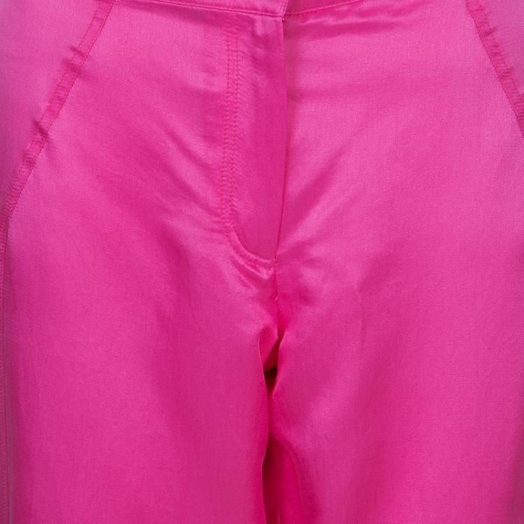 Pre Owned Chanel Pink Silk Trousers M