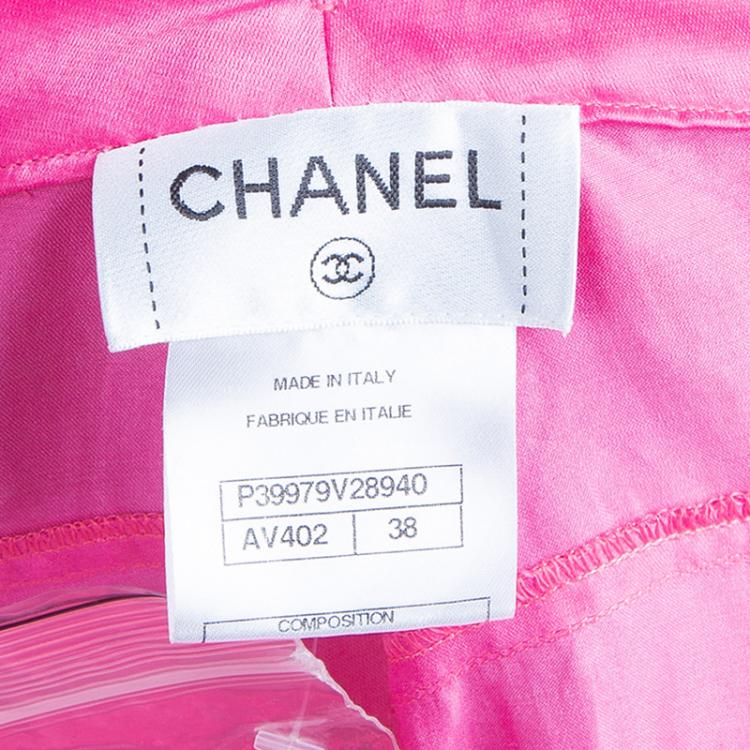 Pre Owned Chanel Pink Silk Trousers M