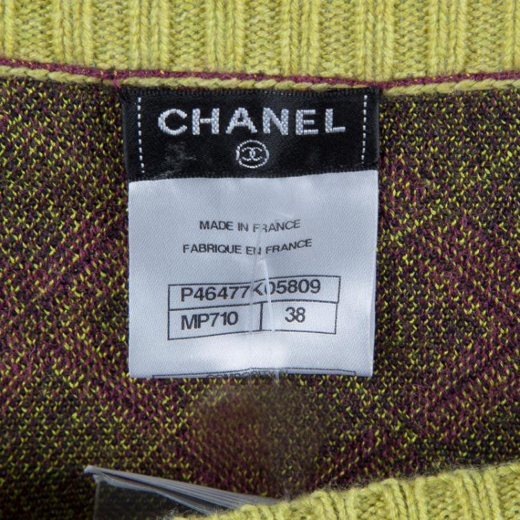 Pre Owned Chanel Purple Argyle Pattern Sleeveless Sweater M