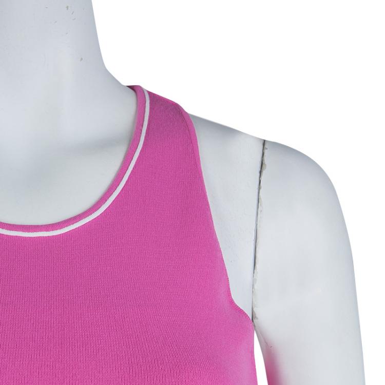 Pre Owned Chanel Pink Knit Racer Back Top M