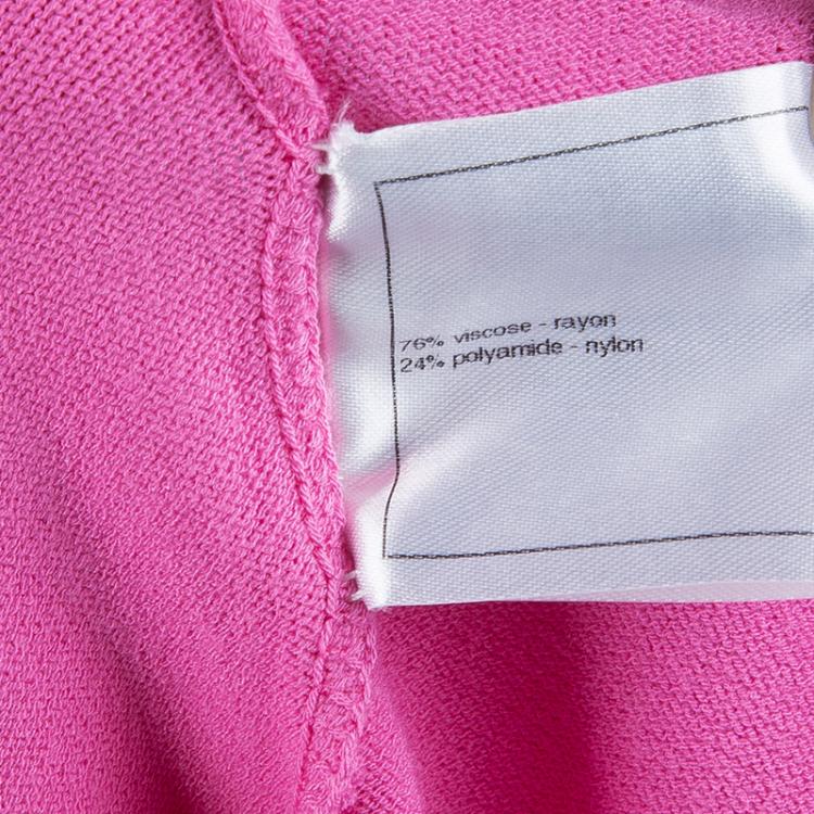 Pre Owned Chanel Pink Knit Racer Back Top M