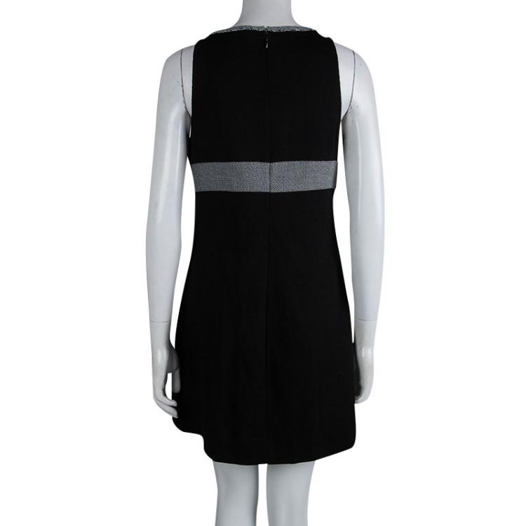 Pre Owned Chanel Monochrome Knit Sleeveless Shift Dress L