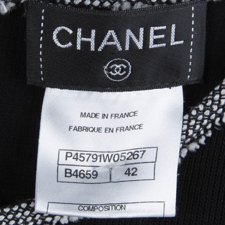 Pre Owned Chanel Monochrome Knit Sleeveless Shift Dress L