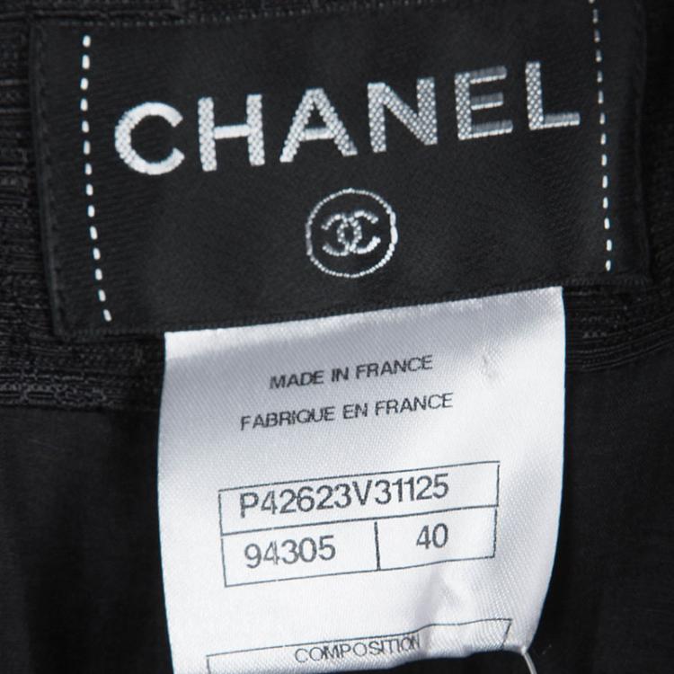 Pre Owned Chanel Black Textured Patch Pocket Detail Sleeveless Dress M