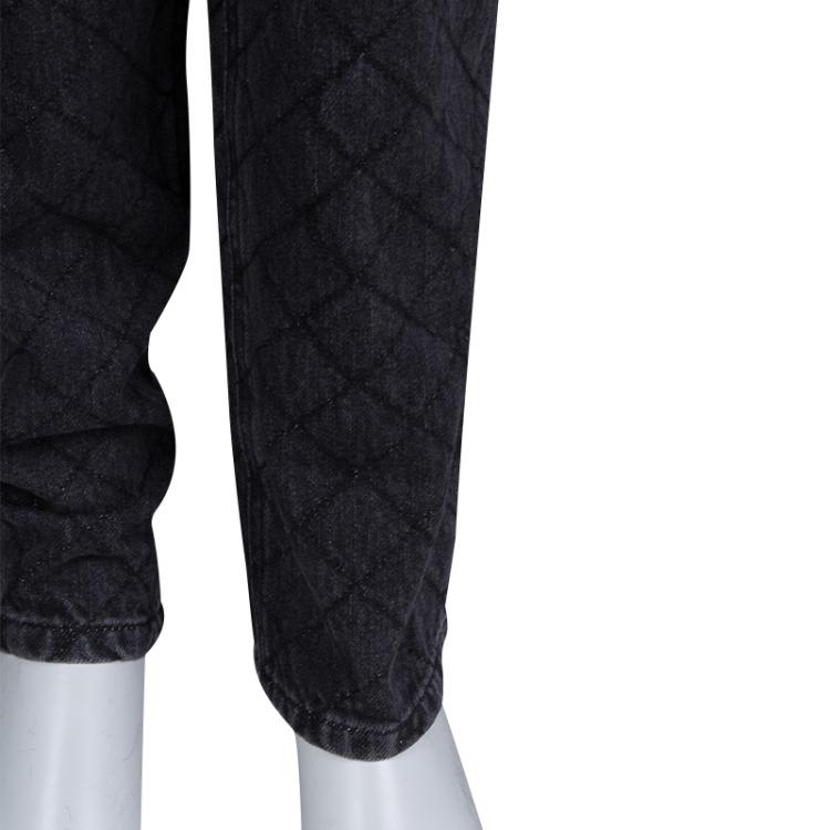 Pre Owned Chanel Dark Grey Stone-Washed Denim Topstitch Detail Jeans M